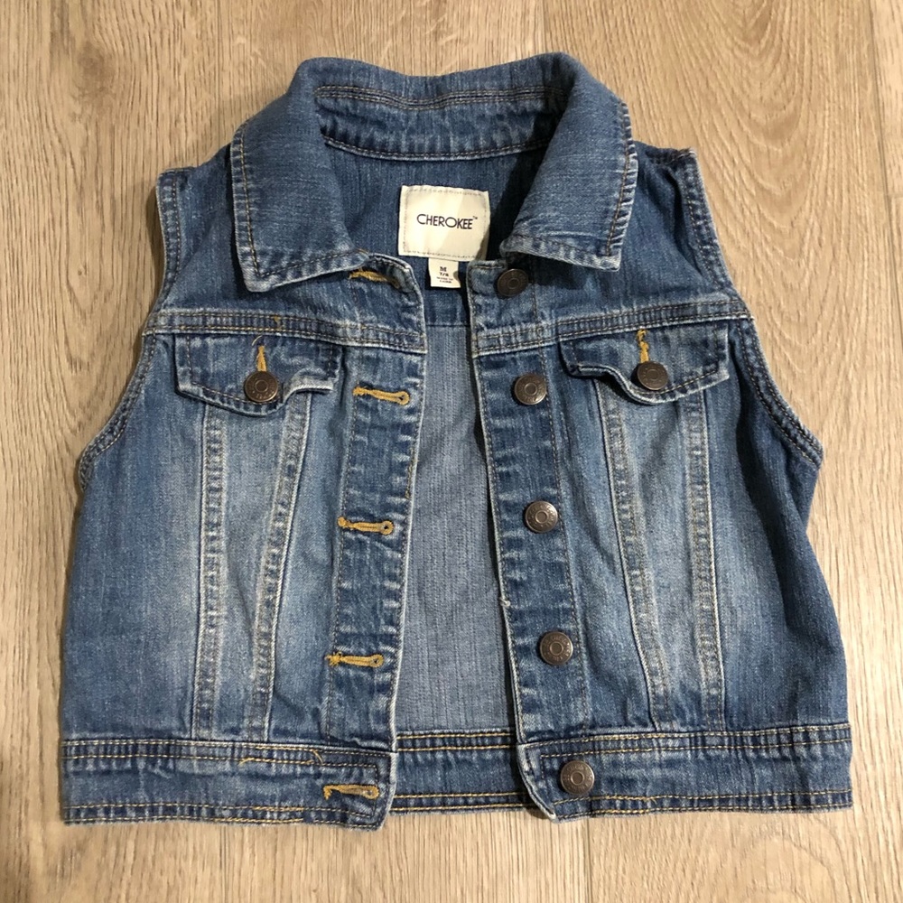 Girls jean denim vest medium 7-8